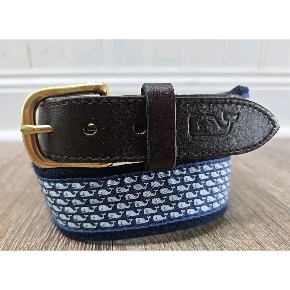 Vineyard Vines Whale Canvas Ribbon Belt Youth Kids Size 26 Pre-Teen Teen Child